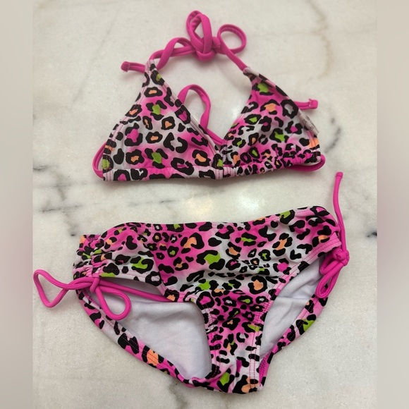 Kanu Surf Girls' Splash Bikini Swimsuit Pink Leopard - Picture 1 of 7
